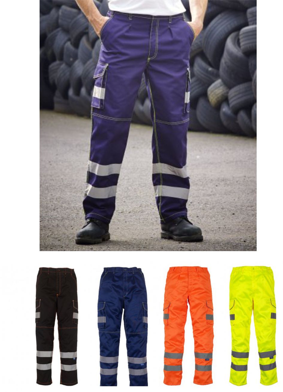 YK301 Hi Vis Cargo Trousers With Knee Pad Pockets